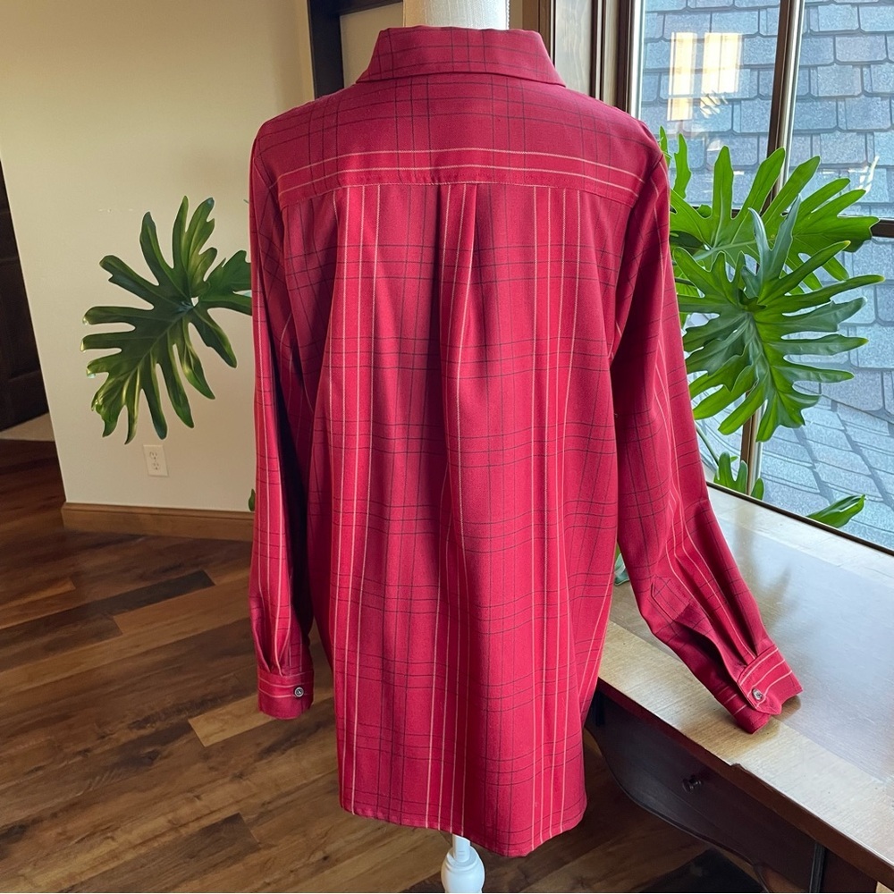 Pendleton Red Checkered Virgin Wool Plaid Button … - image 3